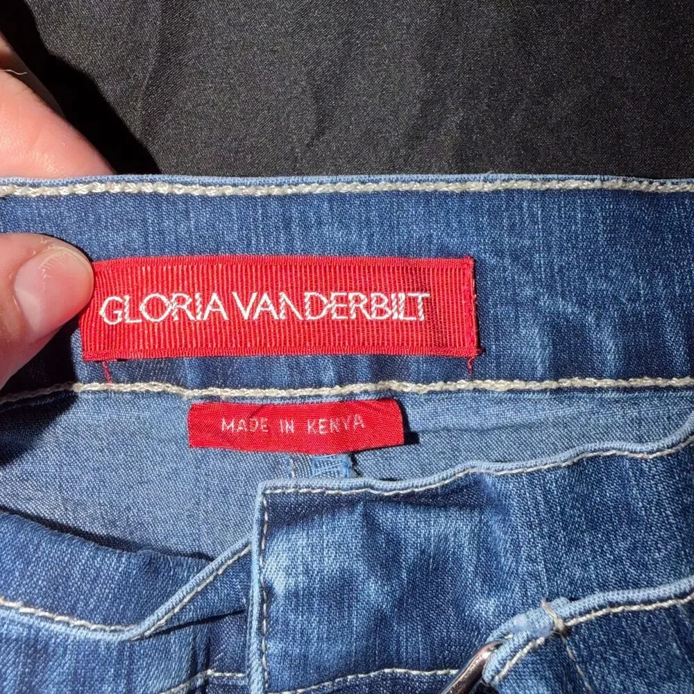 Gloria Vanderbilt Women's Denim Bermuda Shorts Blue High Rise Long Jorts